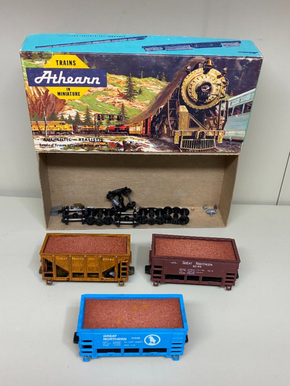 Ho Scale Athearn Great Northern Hopper Ore Car Bundle Grant Northern Blue Box